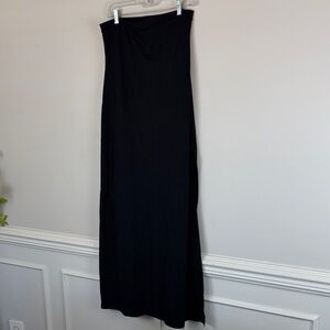SHAN Strapless Black Maxi Dress High Slit NWT Size 4